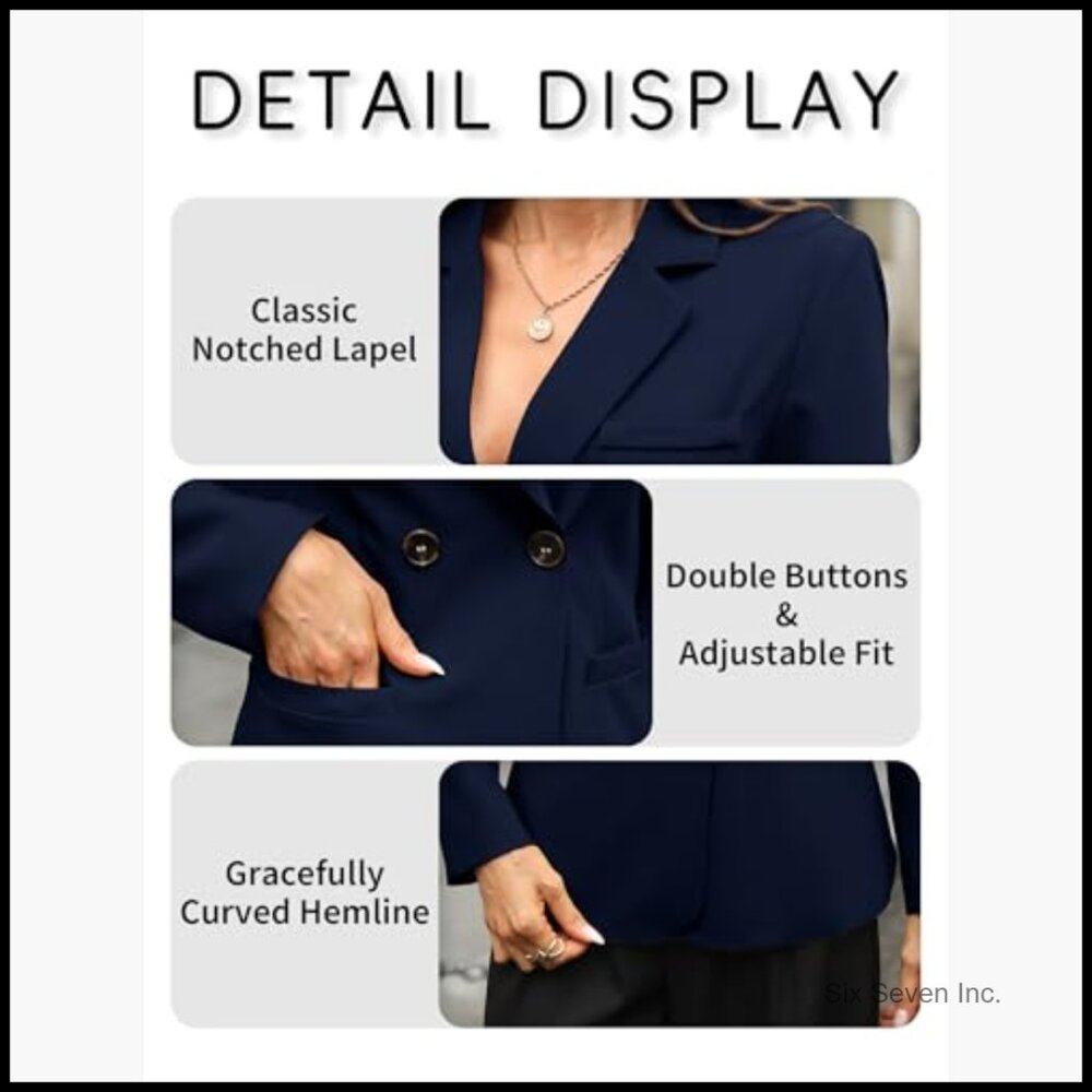 Polyester Blazer with Double-Breasted Design and … - image 6